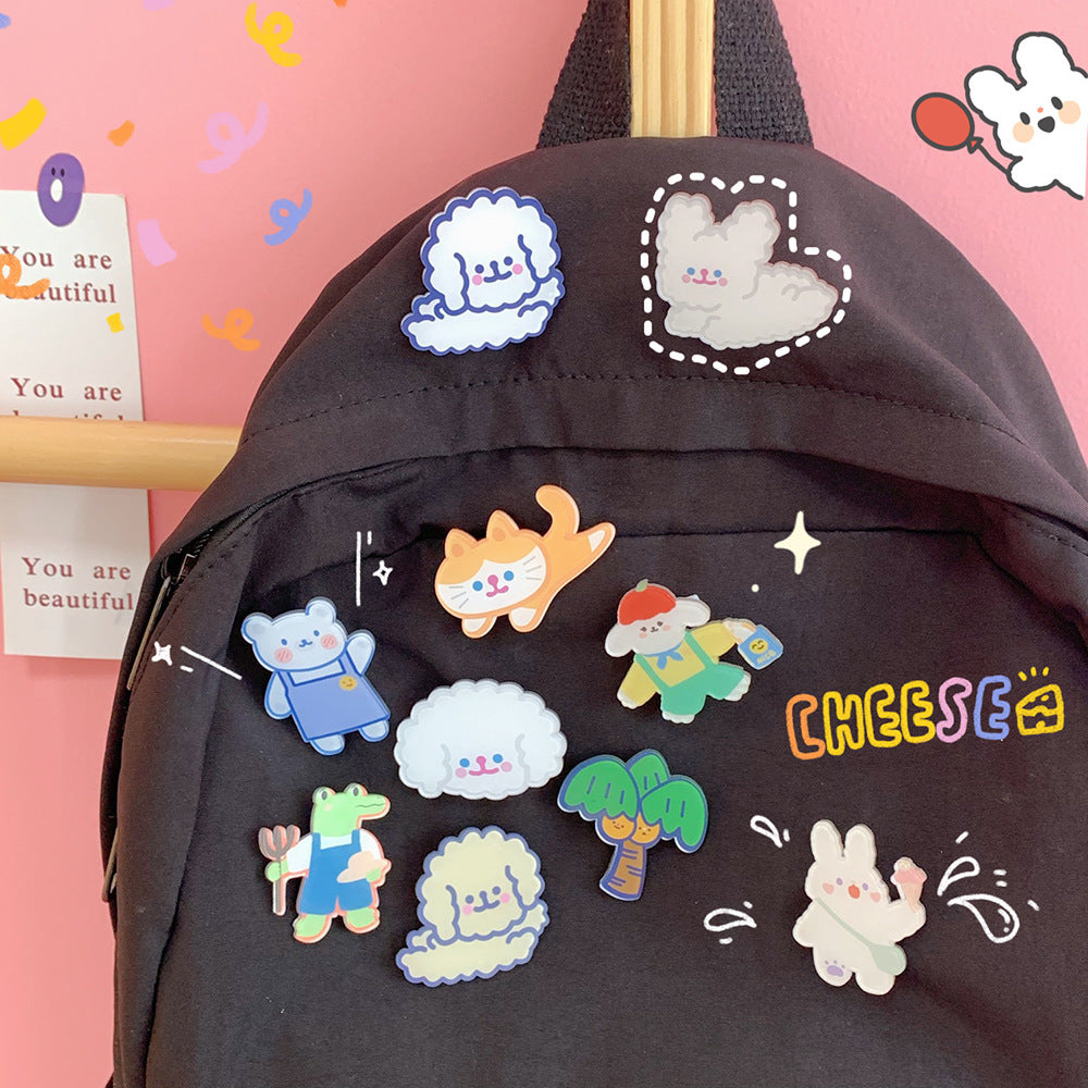 Pequeño broche de dibujos animados conejito lindo accesorios ropa bolso colgante insignia mujer