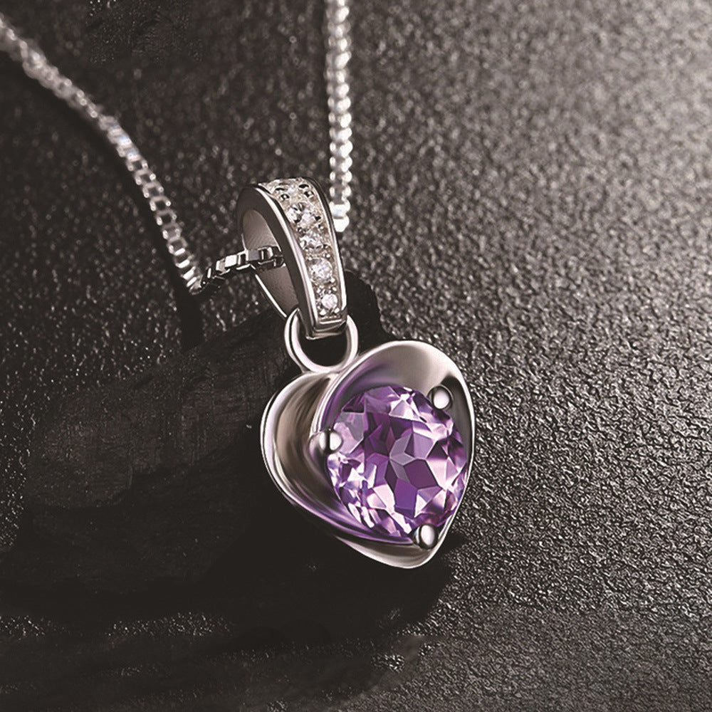 Heart-shaped Crystal Silver Plated Ornament Pendant