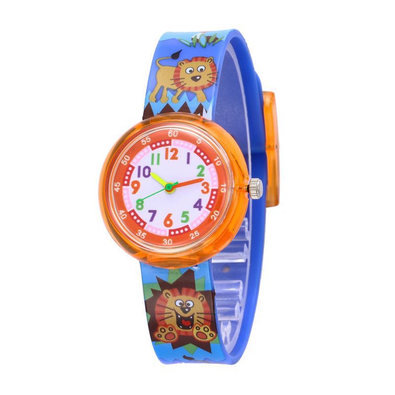 Reloj de moda infantil de silicona con dibujos animados, transparente y bonito