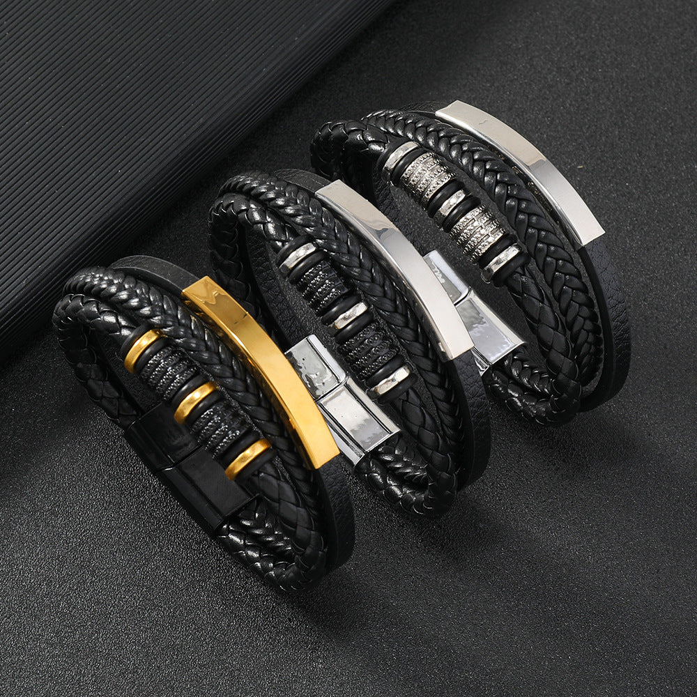 Mode Herren Persönlichkeit Magnetverschluss Lederarmband