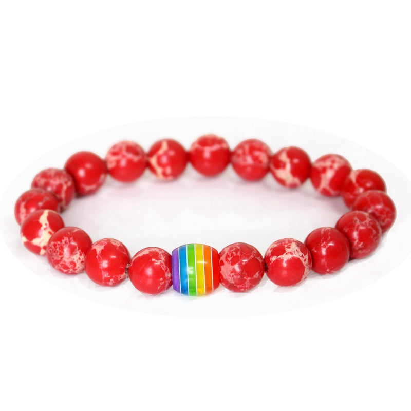 Regenbogen Perlenarmband Stolz Naturstein Strang Paar Armbänder
