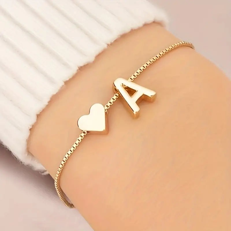 Bracelet Heart-shaped English Letters