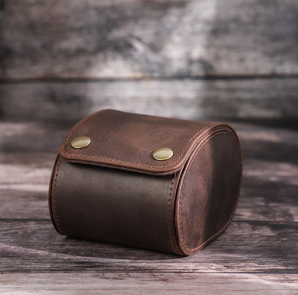 Caja de cuero individual para relojes, estuche portátil para guardar relojes