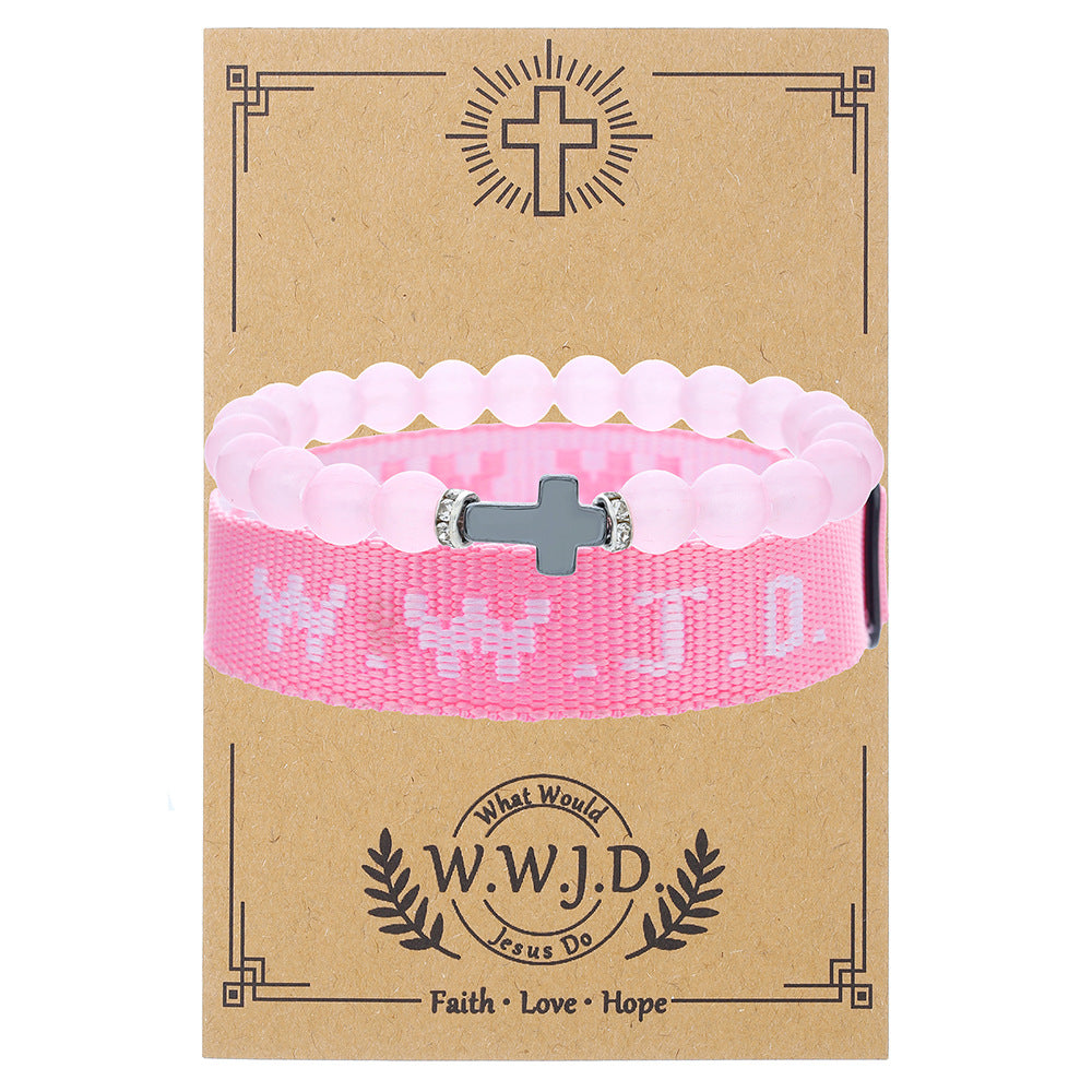 WWJD Letter Bracelet Turquoise Cross Charm Bracelet