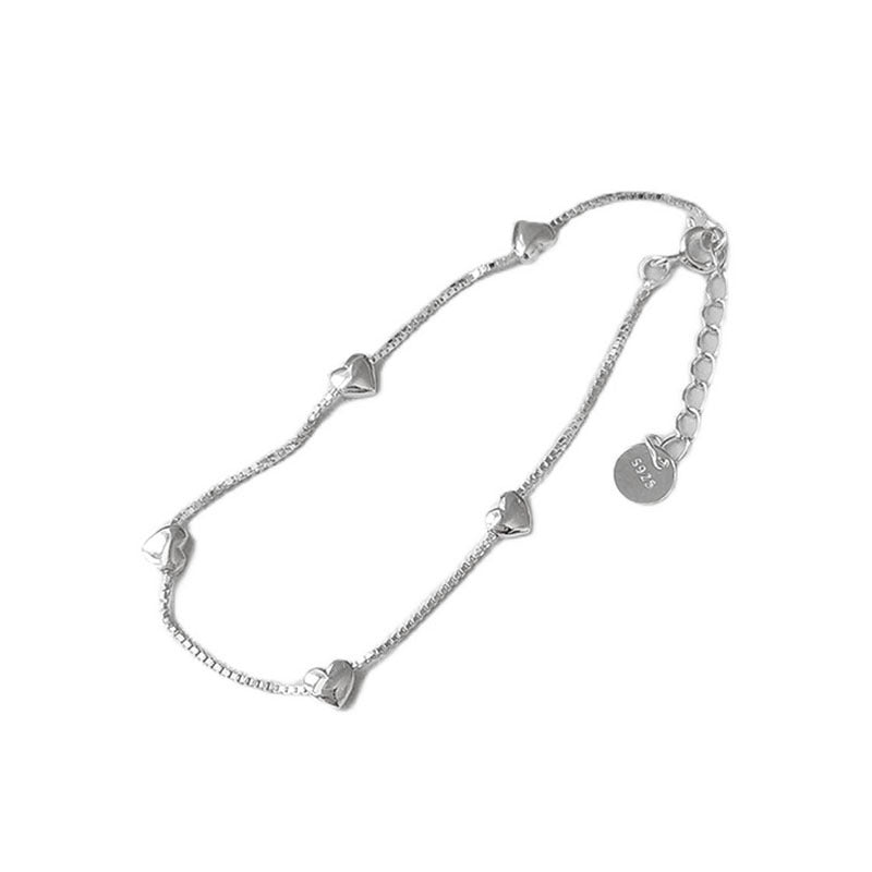 S925 Pulsera de plata esterlina con corazón amoroso para mujer, estilo Mori, dulce temperamento