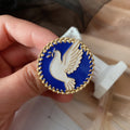 Women's Vintage Literature Dove Of Peace Enamel Oil Drop Brooch