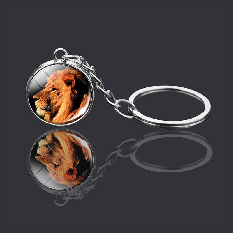 Adorno de llavero de bola de cristal de doble cara con animal