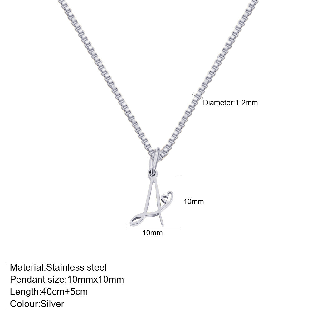 26 Love Letters Titanium Steel Pendants Necklace