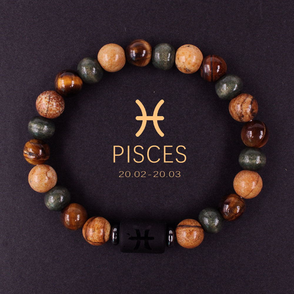 Twelve Constellation Couple Bracelet Tigereye Handmade Bracelet Shooter