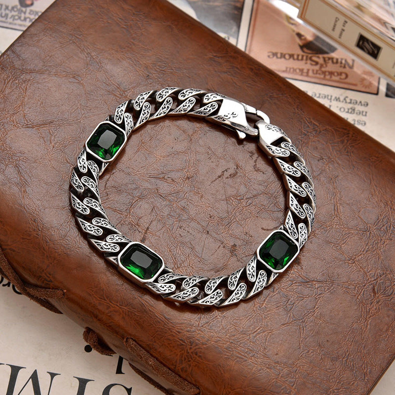 Pulsera de cadena con diseño de Tangcao con incrustaciones de diamante, ancho de 9 mm, para hombre y mujer