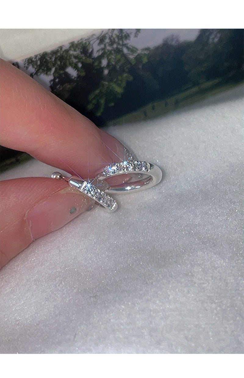 Geometrischer Strass-Zirkonia-Ohrenclip für Damen, schlicht