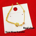 Golden Rose Wrapped Bracelet Spot Drill Flexible Ring Hammer Pattern