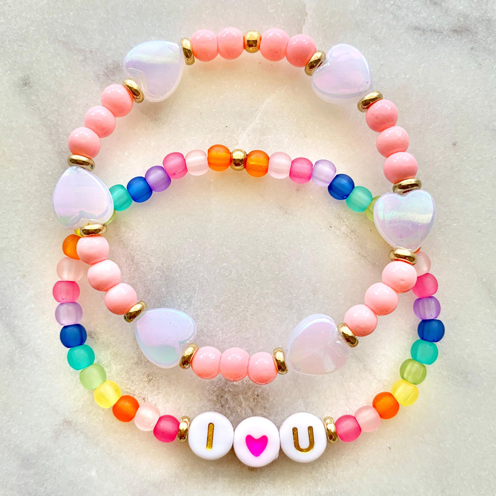 Buntes Dopamin-Buchstaben-Liebes-Acryl-Armband