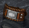 Brazalete de piel Asgard Crafted con hebilla y diseño celta del Árbol de la Vida metálico