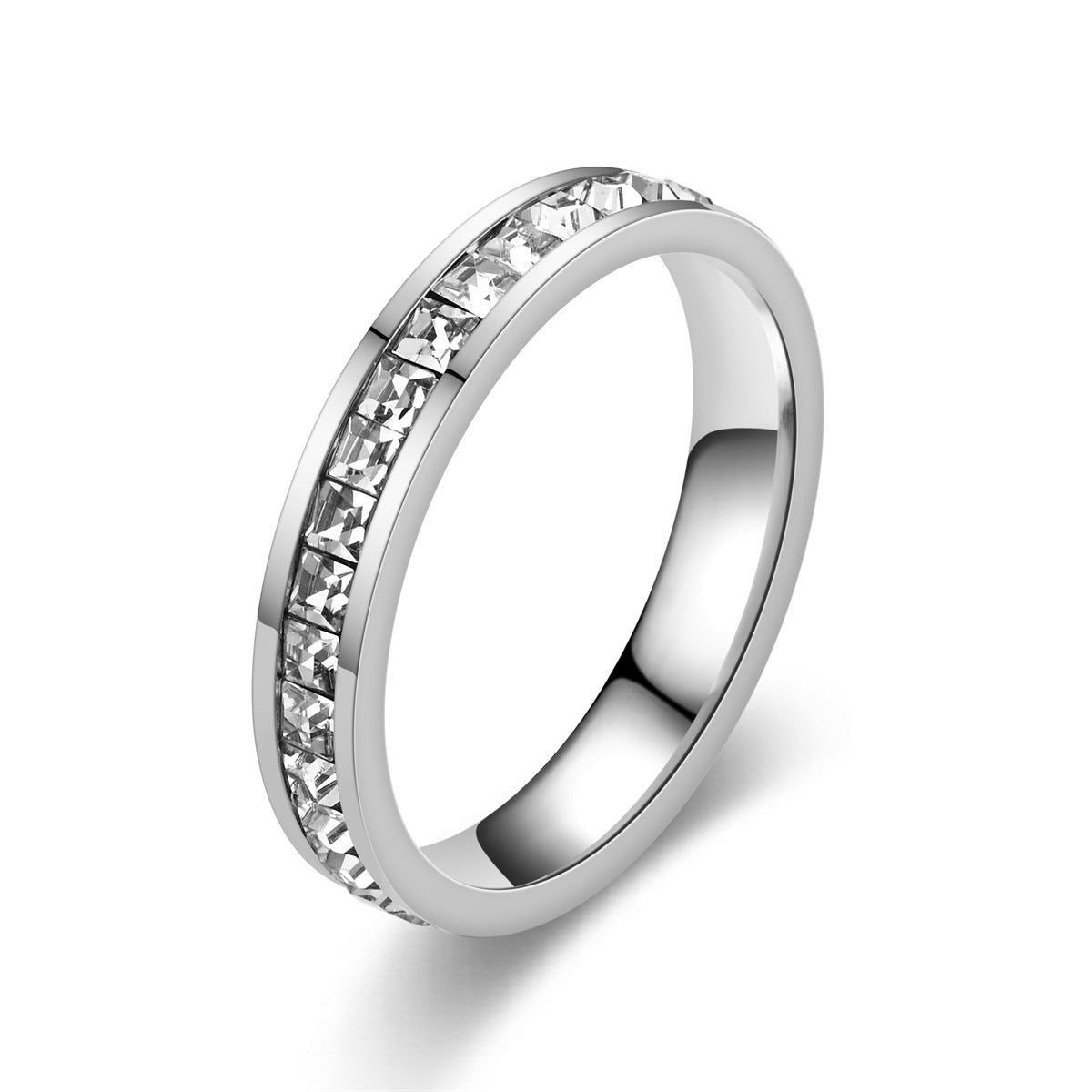 Kleiner quadratischer Diamant-Vollmond-Sternenring
