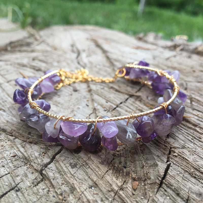 Pulsera de cuentas de hilo de cristal natural para joyería de moda, bricolaje, irregular para mujer