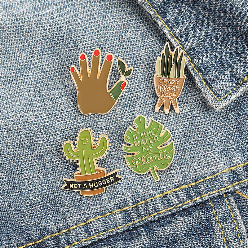 Broche Adorno con Forma de Planta Verde de Moda