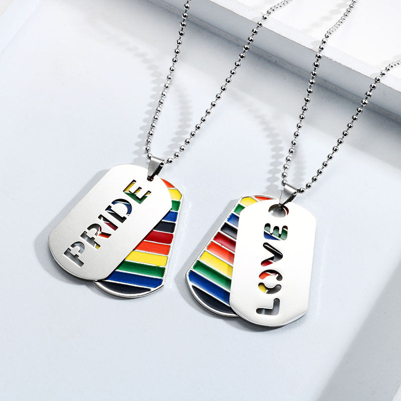 LGBT Pride Liebe Regenbogen zweilagige Anhänger Halskette