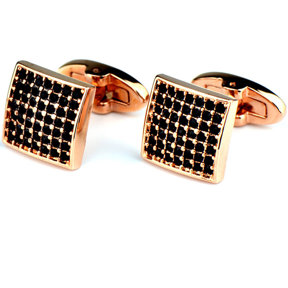 Gemelos de oro rosa "Full Diamond Precision" con diamantes blancos para puños franceses