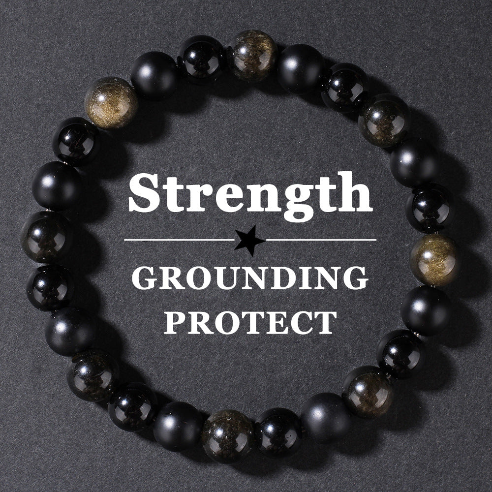 Natural Stone Bracelet Jin Yaoshi Black Agate Men's Sports High Sense
