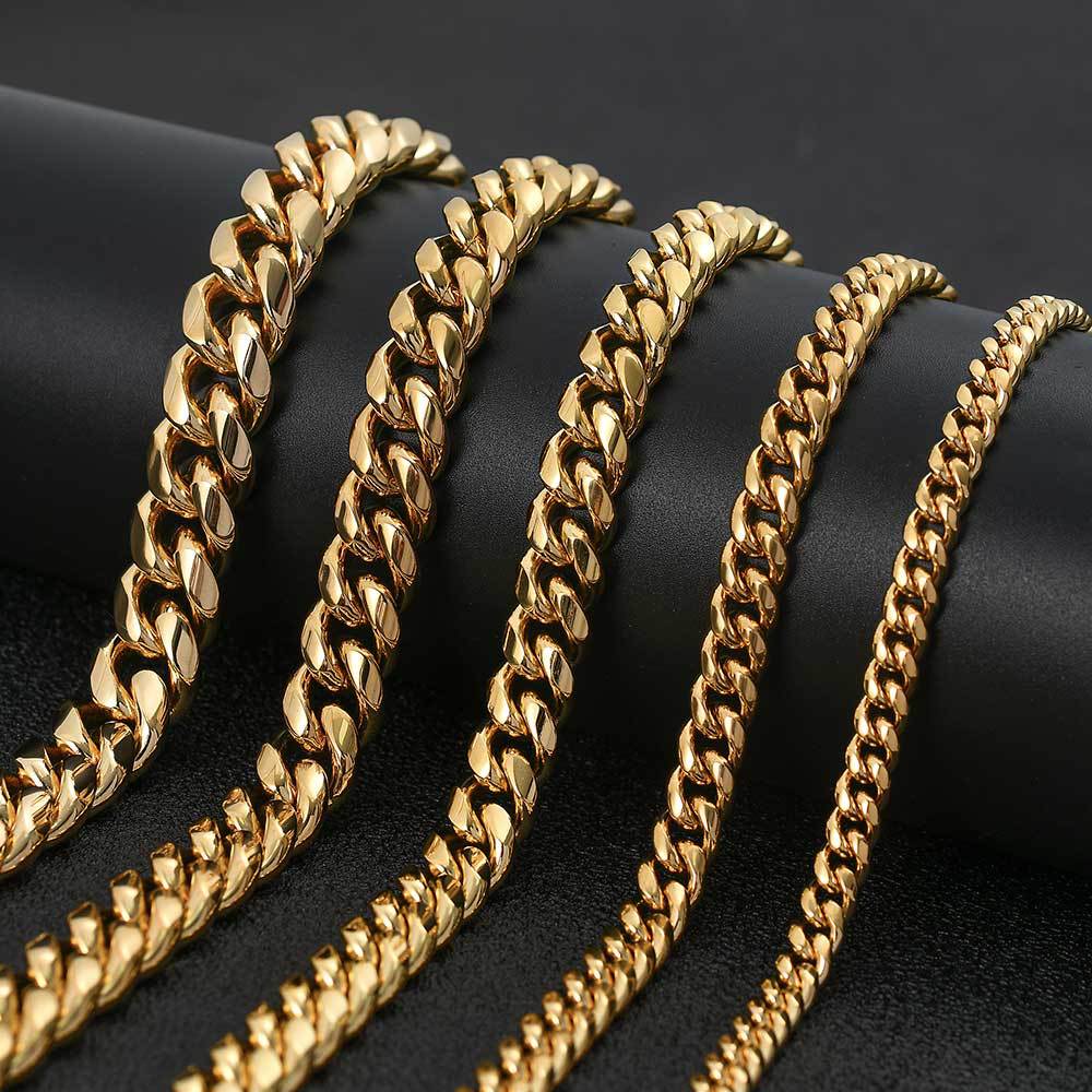 Stainless Steel Six Sides Milled Cuban Necklace For Men