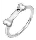 Versilberter Diamant-Knochenring mit Haustiernamen, personalisiert