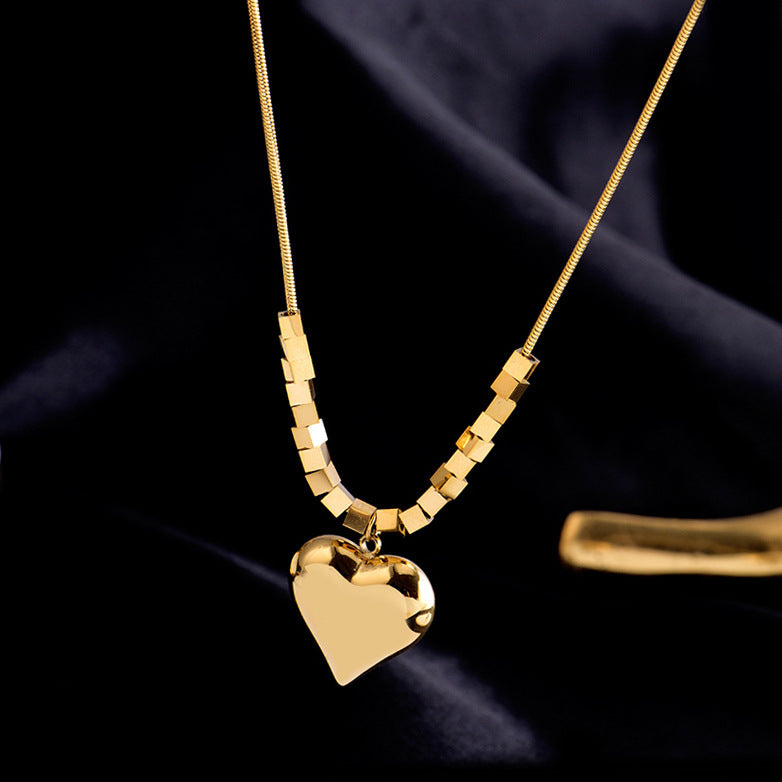 Women's Square Titanium Steel Heart Necklace