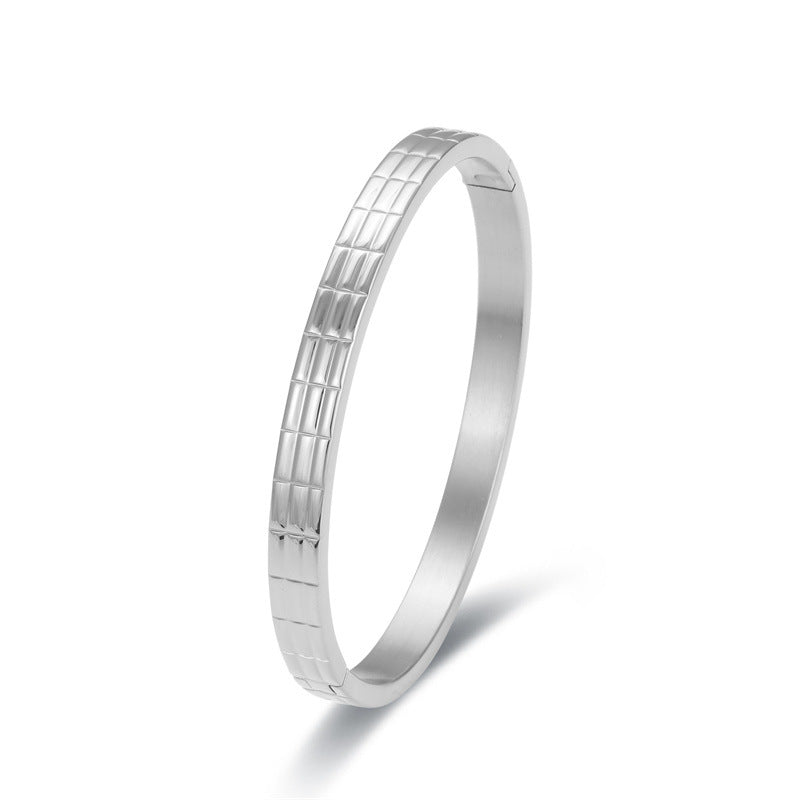 Brazalete de oro y plata de acero de titanio rosa