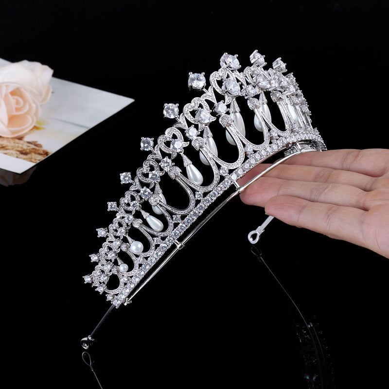 Haarschmuck Braut Hochzeit Zirkon Krone Perlen Tränen Hochzeit Tiara