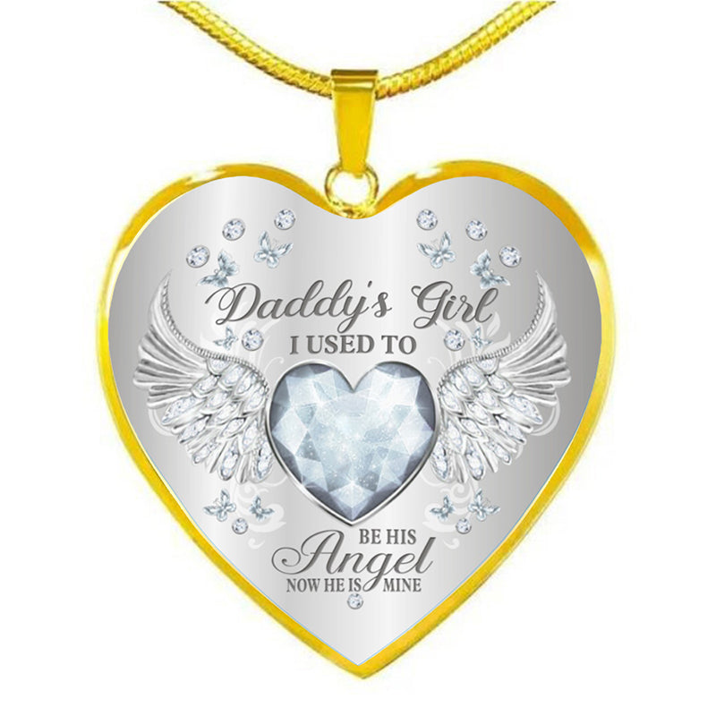 Collar de epoxy con colgante de corazón y alas de ángel con piedra de nacimiento de 12 colores