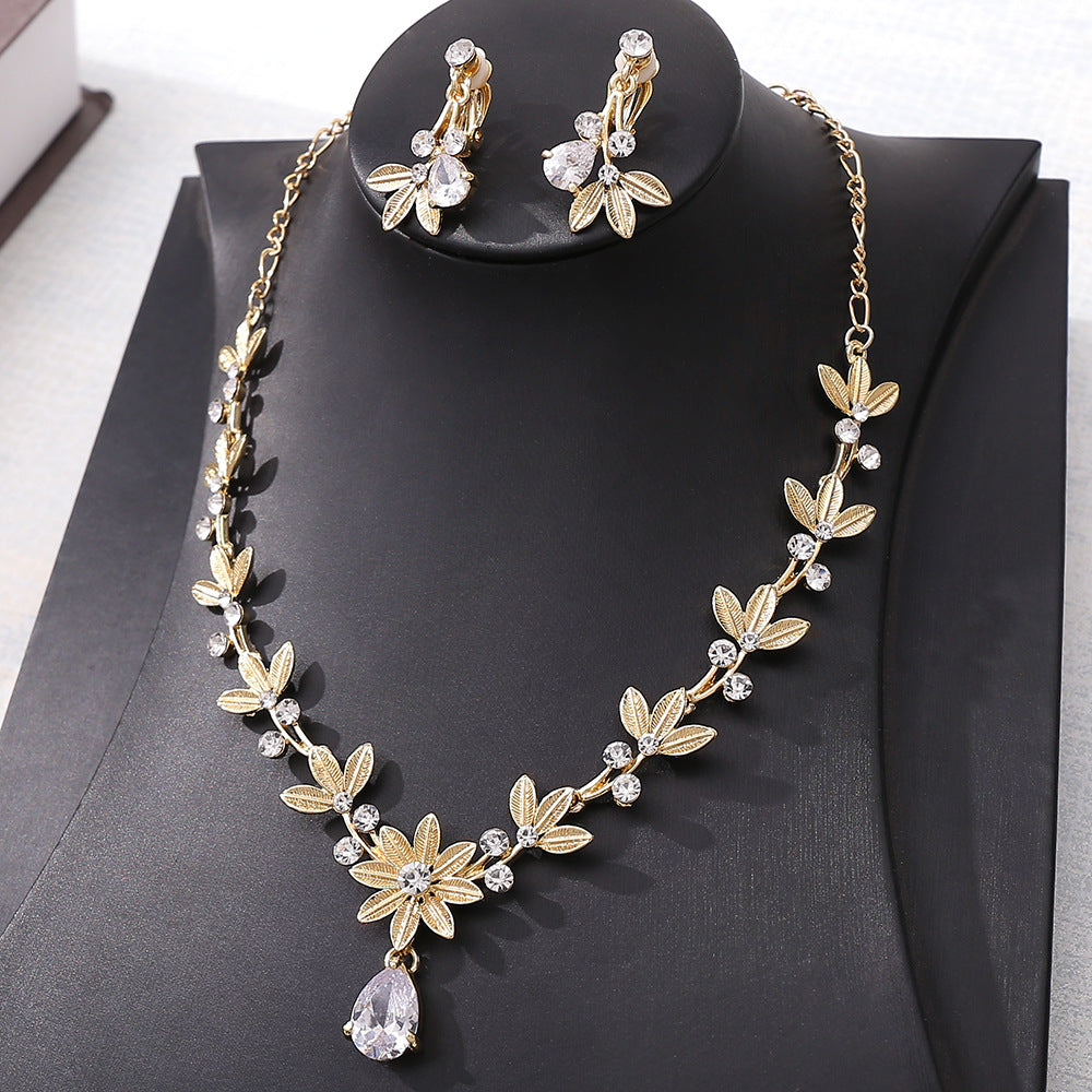 Brautschmuck Zirkon Ohrringe Halskette zweiteiliges Set