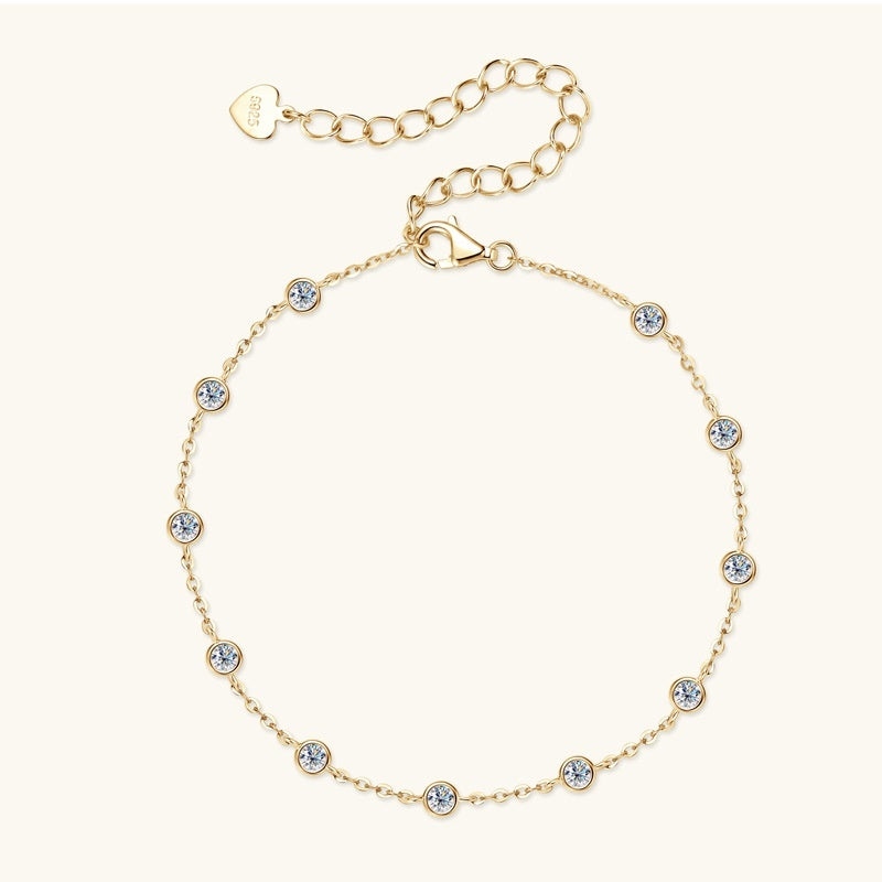 Moissanite Trendy Cool Bracelet Niche High-grade Sterling Silver Hand Jewelry