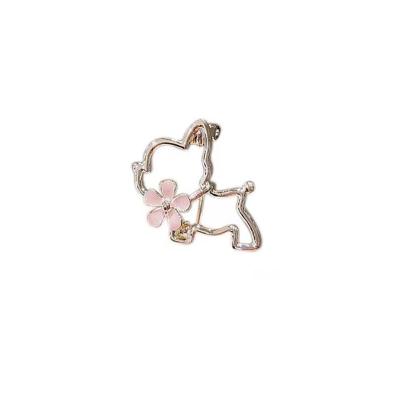 Japanese And Korean Hollow Puppy Soft And Adorable Brooch Anti-exposure Accessories