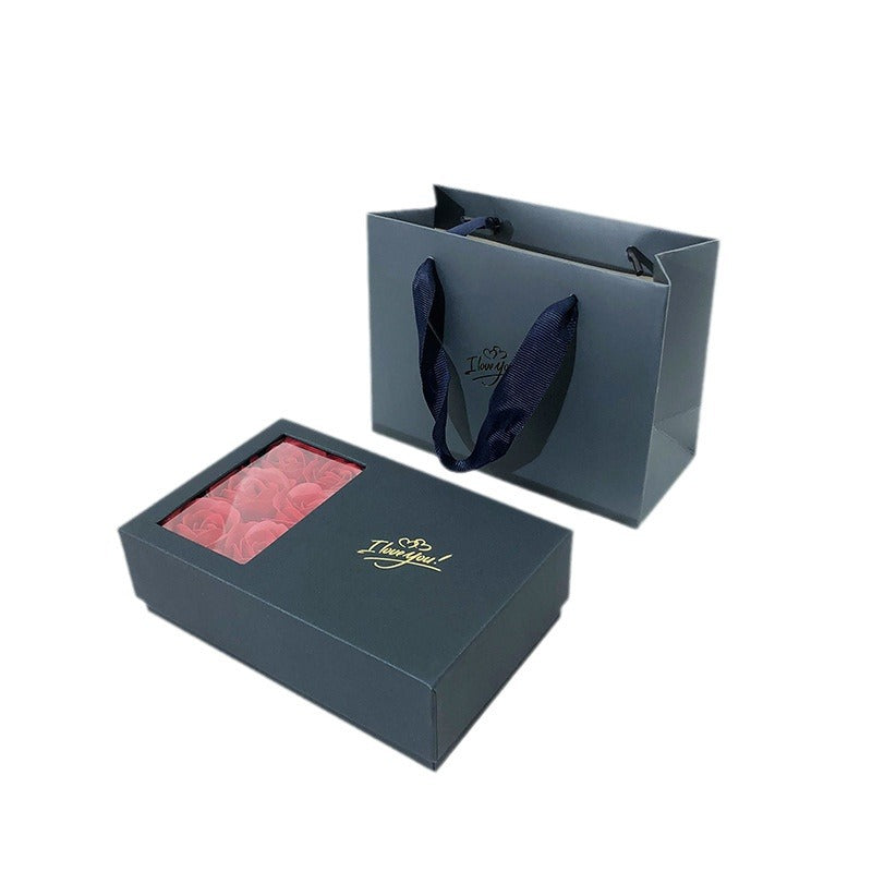 Exquisites Pärchen-Ring-Halskette-Ohrstecker-Schmuckset Geschenkbox