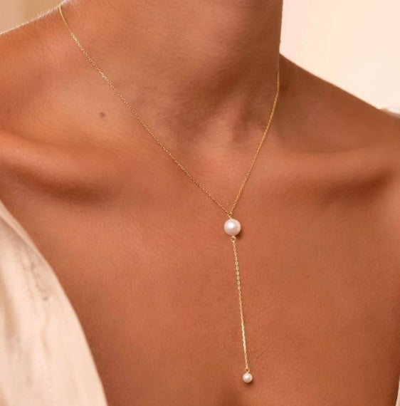 S925 Silver Y-shaped Pearl Necklace