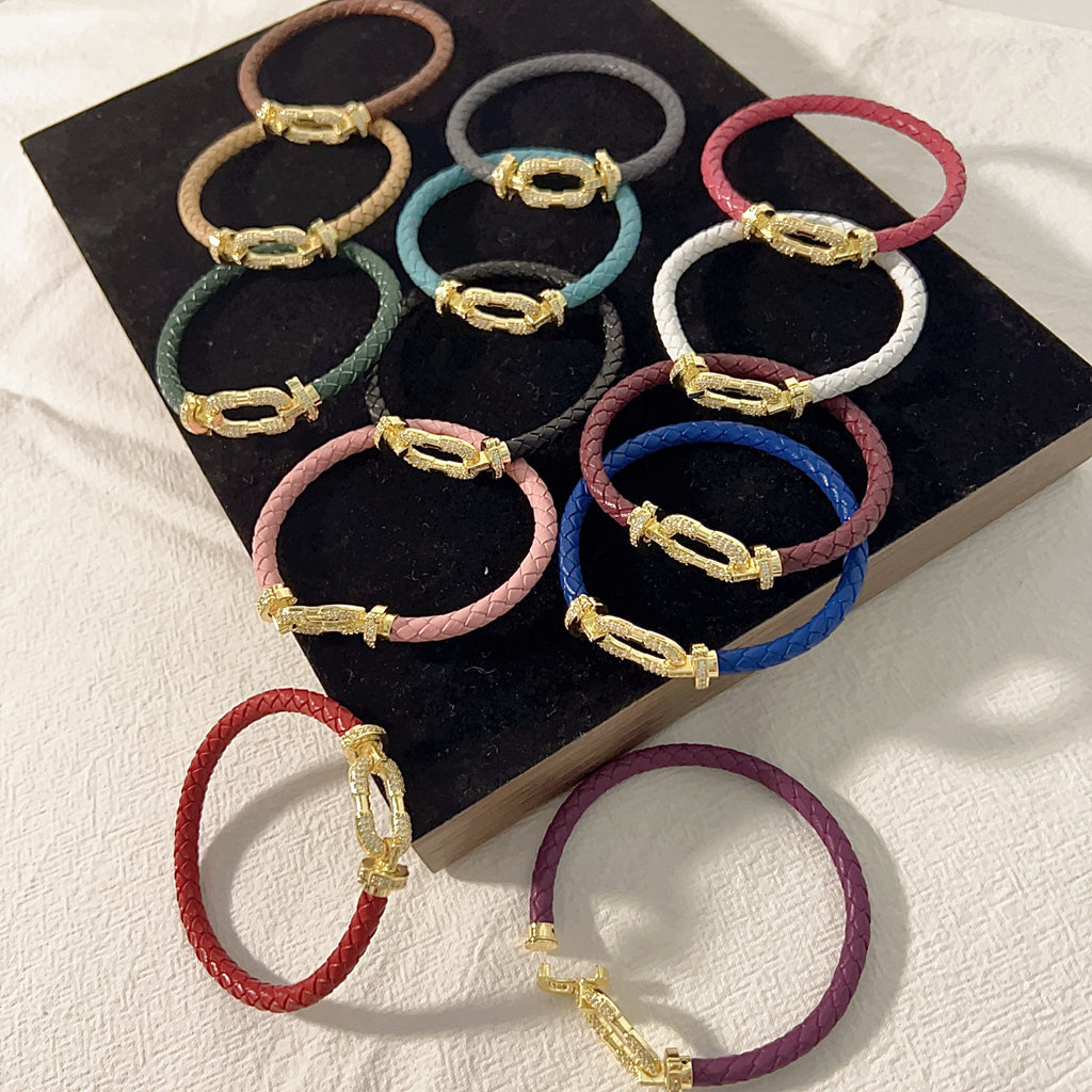 18K Gold Copper Micro-inlaid Vachette Clasp Red Rope Bracelet