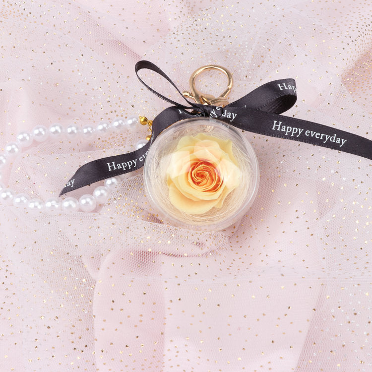 Rose Perianth Pearl Car Hanging Keychain