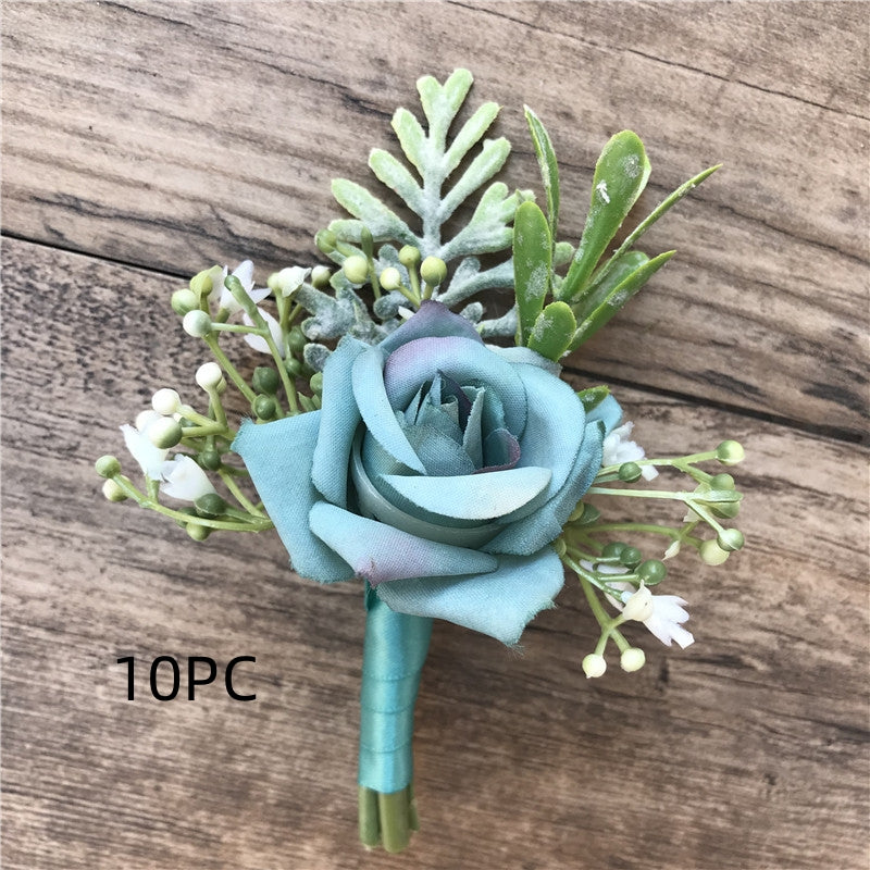 Koreanischer Stoff Braut und Bräutigam Korsage Rose Kleine Knospen Seidenblume vor der Heirat