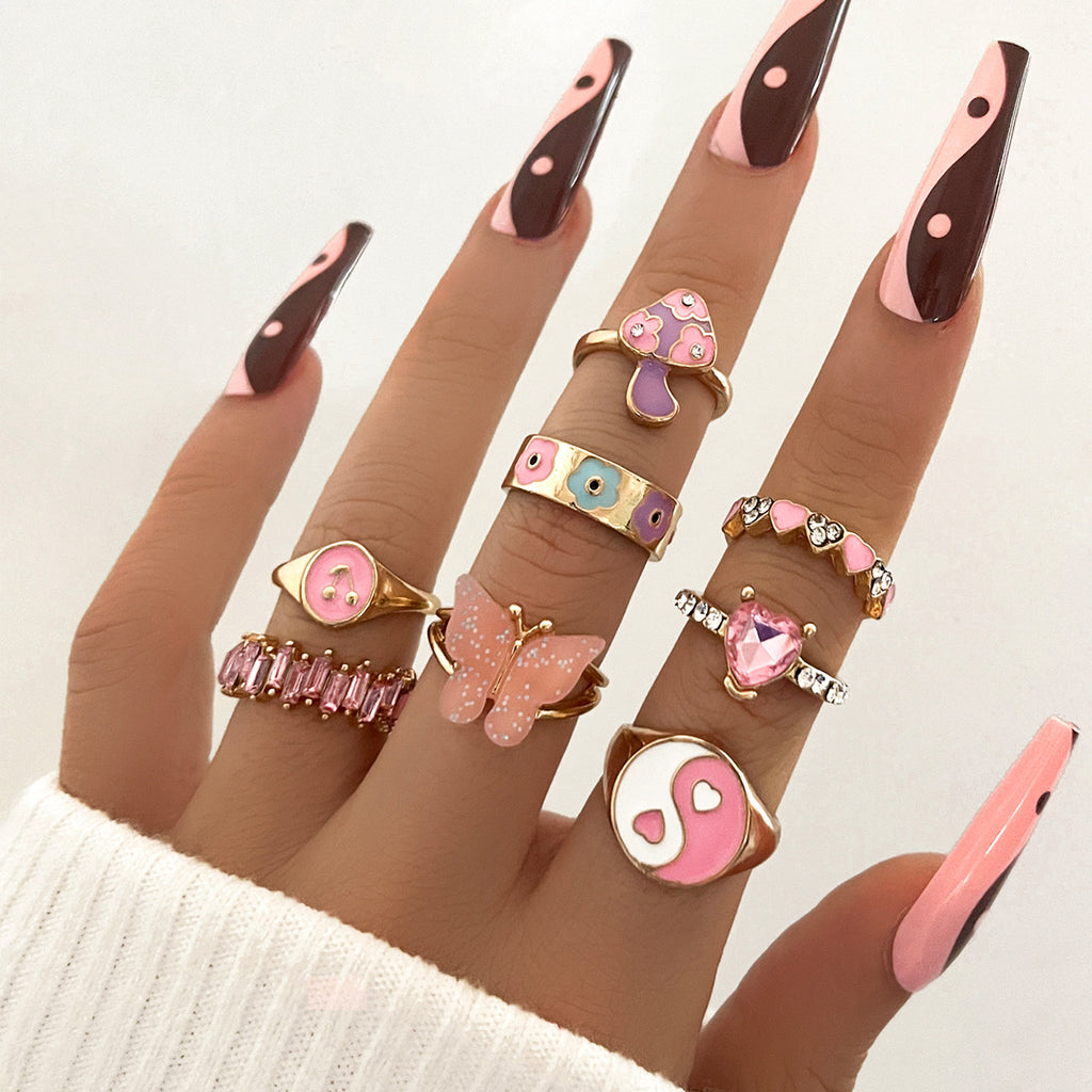 Anillo goteante de color, personalidad de moda europea y americana