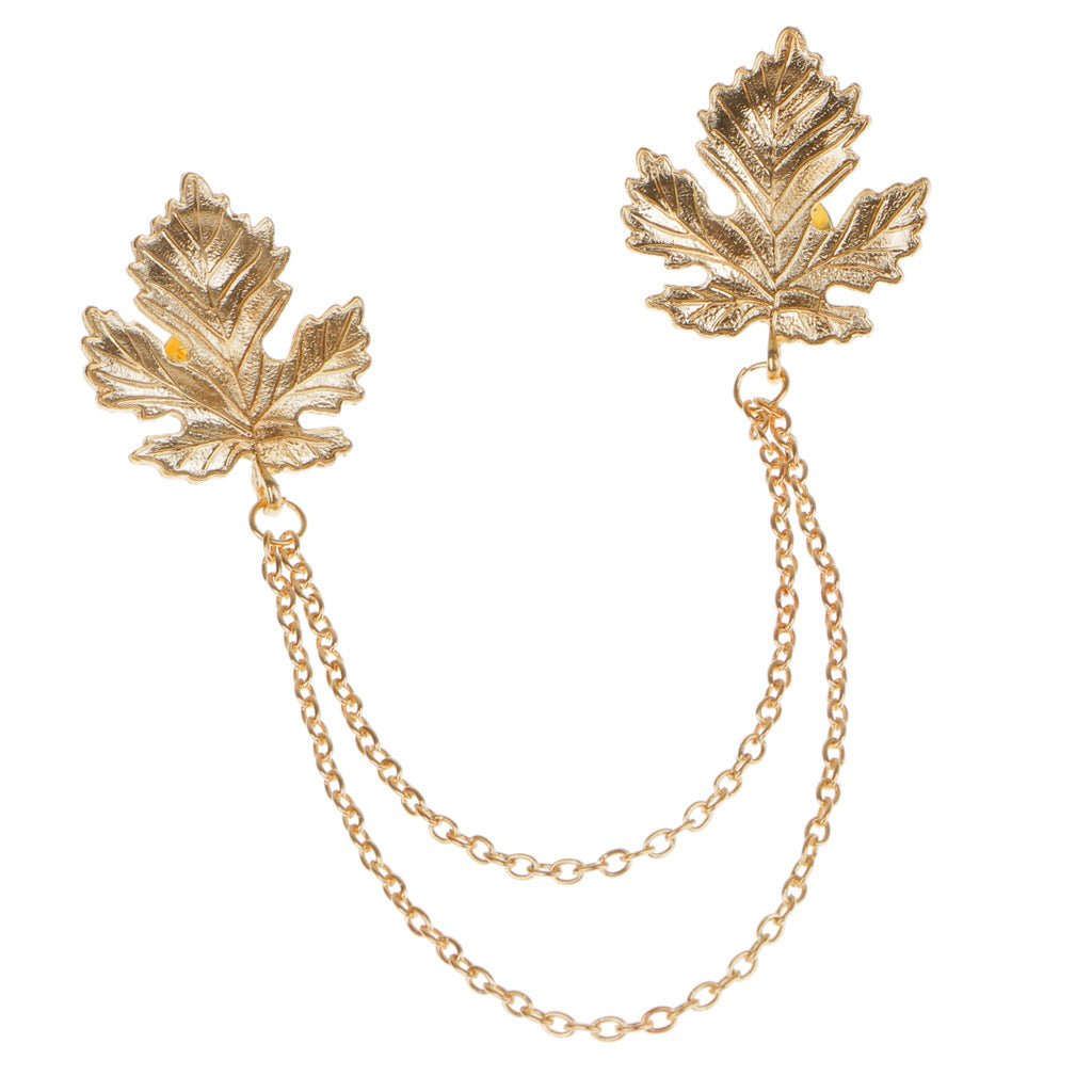 Men's Vintage Chain Fringe Maple Leaf Brooch