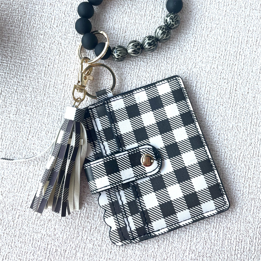 Traje de llavero de bolsa de pulsera de bola de lana con cordón de mano