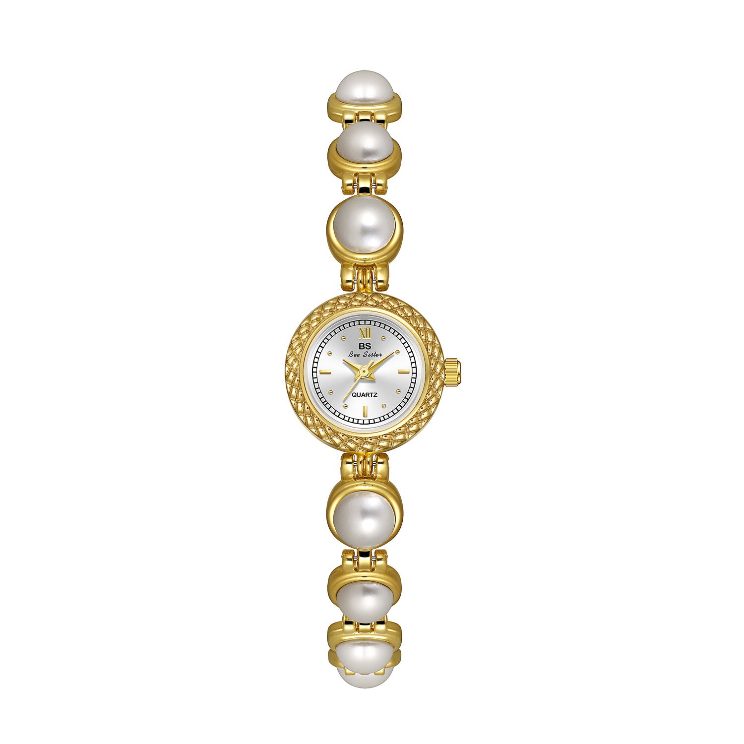 Reloj de pulsera de perlas BS New Light Luxury para mujer