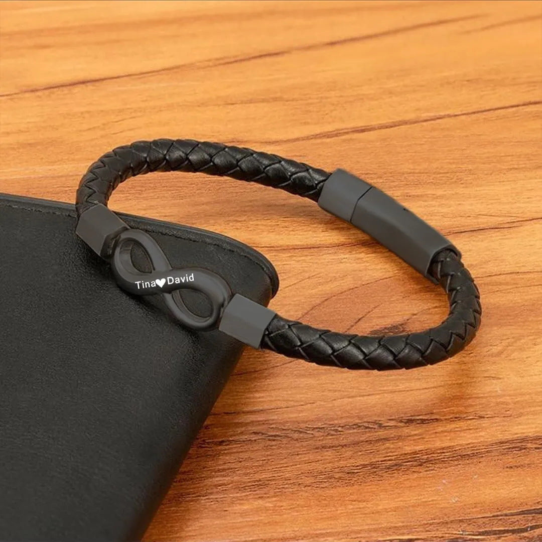 Para Mi Hombre Nombres Personalizados Te Amo Por Siempre Y Para Siempre Pulsera Infinita de Cuero Para Esposo Papá Hijo