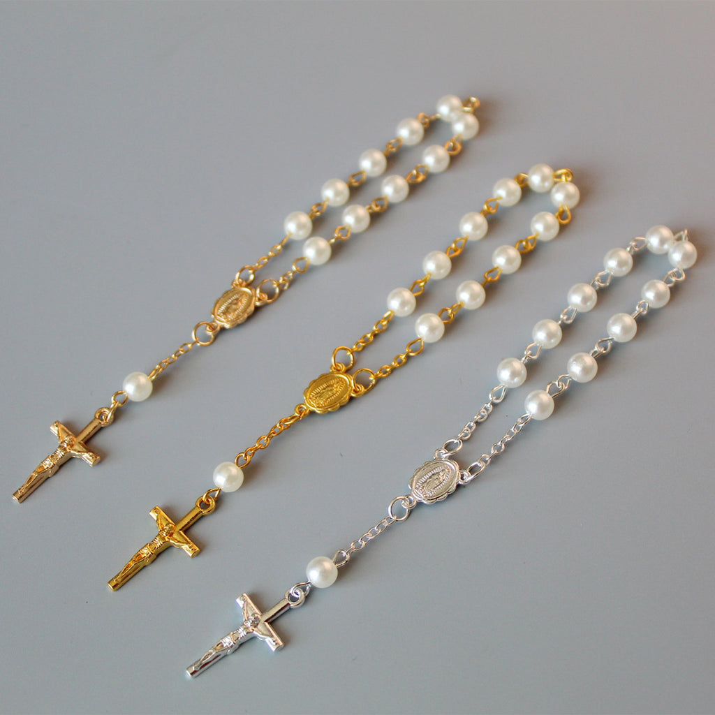 Cuentas Perlas Cruz Luna Llena Pulsera de Bendición Joyería de Moda
