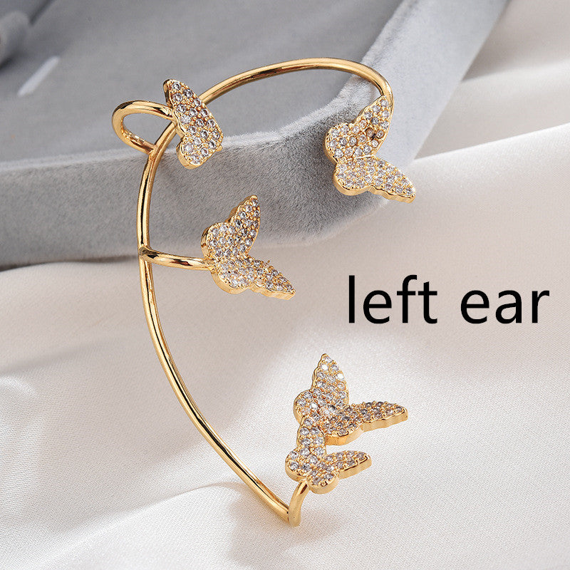 Pendientes de clip de mariposa de metal dorado de moda con circonita brillante sin perforación, para mujer, regalo de joyería