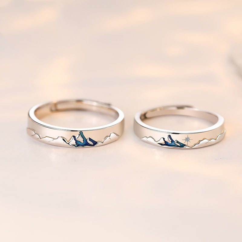 Anillo de pareja Crepúsculo Un par de anillos de plata para hombre y mujer