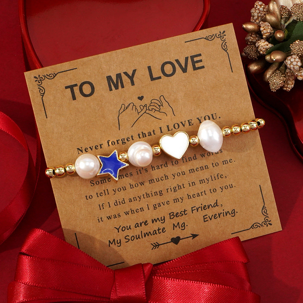 Copper Oil Drop Peach Heart Couple Bracelet Valentine's Day