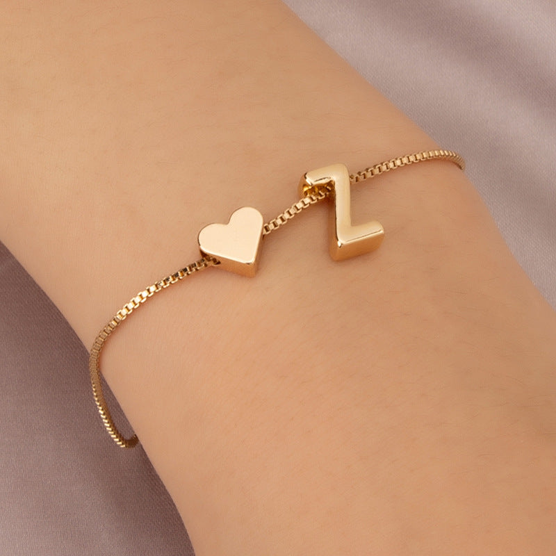 Bracelet Heart-shaped English Letters