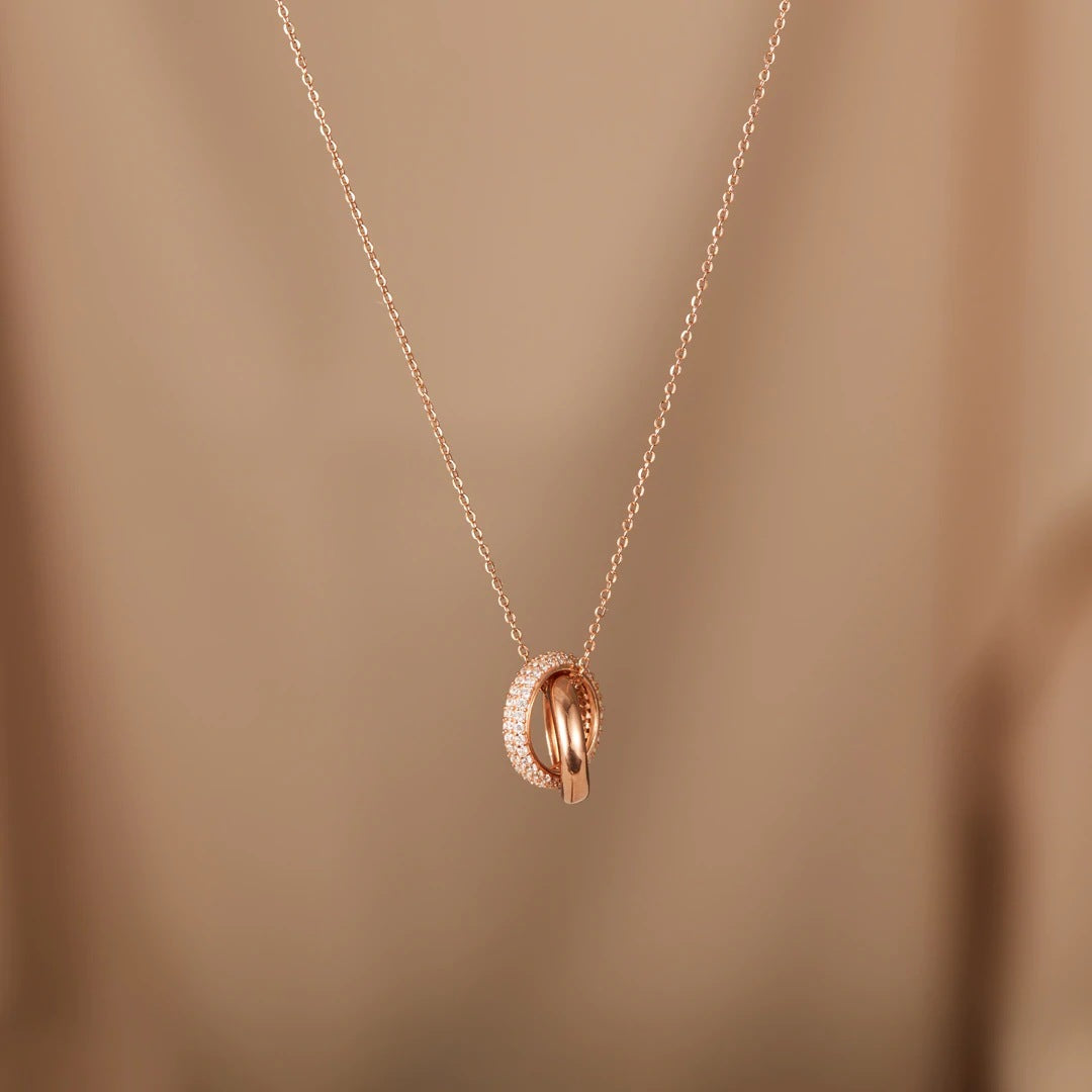 S925 Sterling Silver Interlocking Necklace For Women