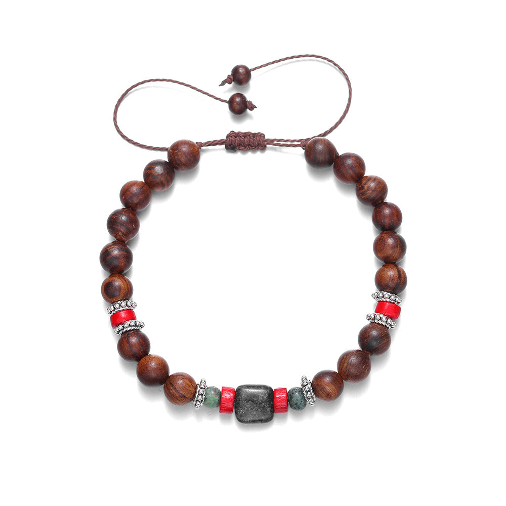 Simple Turquoise Wooden Bead Bracelet